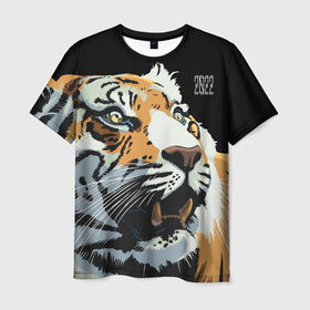 Мужская футболка 3D с принтом Тигр перед атакой в Курске, 100% полиэфир | прямой крой, круглый вырез горловины, длина до линии бедер | 2022 | before the attack | look | new year | open mouth | predator | tiger | year of the tiger | взгляд | год тигра | новый год | открытая пасть | перед атакой | тигр | хищник