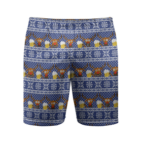 Мужские шорты спортивные с принтом Олени отдыхают в Тюмени,  |  | вязанный | новогодний | олень | паттерн | рождественский | с оленями | свитер | узор