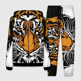 Мужской костюм 3D с принтом Взгляд хозяина джунглей в Тюмени, 100% полиэстер | Манжеты и пояс оформлены тканевой резинкой, двухслойный капюшон со шнурком для регулировки, карманы спереди | 2022 | african | direct look | master of the jungle | muzzle | new year | predator | tiger | year of the tiger | африканский | год тигра | новый год | прямой взгляд | тигр | хищник | хозяин джунглей