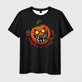 Мужская футболка 3D с принтом Уродливая тыква идет к тебе. в Петрозаводске, 100% полиэфир | прямой крой, круглый вырез горловины, длина до линии бедер | halloween | monster | pumpkin | тыква | хеллоуин