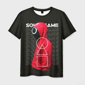 Мужская футболка 3D с принтом Сыграй в Кальмара в Екатеринбурге, 100% полиэфир | прямой крой, круглый вырез горловины, длина до линии бедер | squid game | игра в кальмара | игра на выживание | сериал | сериалы