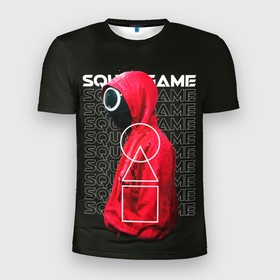 Мужская футболка 3D Slim с принтом Сыграй в Кальмара в Белгороде, 100% полиэстер с улучшенными характеристиками | приталенный силуэт, круглая горловина, широкие плечи, сужается к линии бедра | squid game | игра в кальмара | игра на выживание | сериал | сериалы