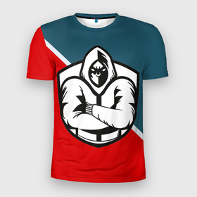 Мужская футболка 3D Slim с принтом Game OVER   Воин 3D в Санкт-Петербурге, 100% полиэстер с улучшенными характеристиками | приталенный силуэт, круглая горловина, широкие плечи, сужается к линии бедра | боец | воин | игра | креатив | логотип