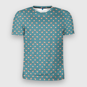 Мужская футболка 3D Slim с принтом Паттерн хомячков в Екатеринбурге, 100% полиэстер с улучшенными характеристиками | приталенный силуэт, круглая горловина, широкие плечи, сужается к линии бедра | паттерн | паттерн хомячков | хомяк | хомячки | хомячок