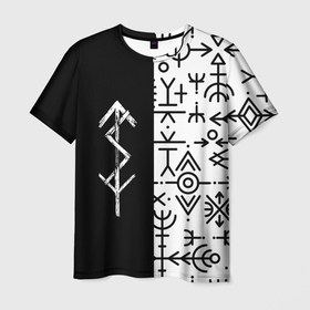 Мужская футболка 3D с принтом ПАТТЕРН РУНЫ | RUNES (Z) в Белгороде, 100% полиэфир | прямой крой, круглый вырез горловины, длина до линии бедер | runes | древние знаки | знак рода | знаки | иероглифы | руны | русь | символы | славяне | славянская символика