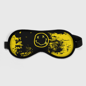 Маска для сна 3D с принтом Нирвана Гранж | Nirvana Smile в Белгороде, внешний слой — 100% полиэфир, внутренний слой — 100% хлопок, между ними — поролон |  | album | curt | grunge | kobain | logo | music | nevermind | nirvana | rock | smells like | smile | teen spirit | альбом | брызги | гитара | гранж | курт кобейн | логотип | музыка | невермайнд | нирвана | потертости | рок | смайл | стикер