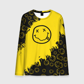 Мужской лонгслив 3D с принтом Nirvana Smile | Нирвана Рваный Паттерн в Новосибирске, 100% полиэстер | длинные рукава, круглый вырез горловины, полуприлегающий силуэт | album | curt | grunge | kobain | logo | music | nevermind | nirvana | pattern | rock | smells like | smile | teen spirit | альбом | брызги | гитара | гранж | курт кобейн | логотип | музыка | невермайнд | нирвана | паттерн | потертости | рок | сма