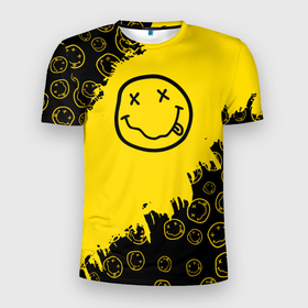 Мужская футболка 3D Slim с принтом Nirvana Smile | Нирвана Рваный Паттерн в Петрозаводске, 100% полиэстер с улучшенными характеристиками | приталенный силуэт, круглая горловина, широкие плечи, сужается к линии бедра | Тематика изображения на принте: album | curt | grunge | kobain | logo | music | nevermind | nirvana | pattern | rock | smells like | smile | teen spirit | альбом | брызги | гитара | гранж | курт кобейн | логотип | музыка | невермайнд | нирвана | паттерн | потертости | рок | сма
