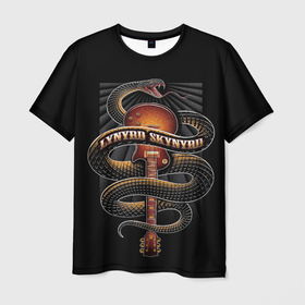 Мужская футболка 3D с принтом LYNYRD SKYNYRD SNAKE в Новосибирске, 100% полиэфир | прямой крой, круглый вырез горловины, длина до линии бедер | Тематика изображения на принте: alabama | blues | home | lynyrd | music | rock | skynyrd | snake | usa | алабама | блюз | кантри | линэрд | музыка | рок | скинэрд | сша