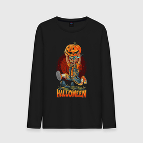 Мужской лонгслив хлопок с принтом Halloween в Петрозаводске, 100% хлопок |  | art | cemetery | could | halloween | moon | night | pumpkin | skeleton | skull | арт | кладбище | луна | могла | ночь | скелет | тыква | хэллоуин | хэлуин | череп