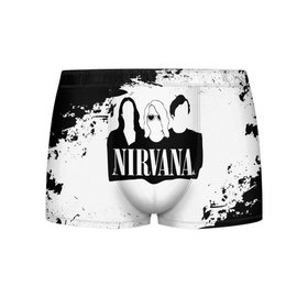 Мужские трусы 3D с принтом Нирвана Рок Группа Гранж ЧБ | Nirvana в Екатеринбурге, 50% хлопок, 50% полиэстер | классическая посадка, на поясе мягкая тканевая резинка | album | curt | group | grunge | kobain | logo | music | nevermind | nirvana | pattern | rock | smells like | smile | teen spirit | альбом | брызги | гитара | гранж | группа | курт кобейн | логотип | музыка | невермайнд | нирвана | паттерн | потер