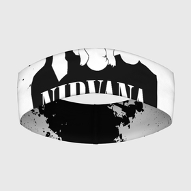 Повязка на голову 3D с принтом Нирвана Рок Группа Гранж ЧБ | Nirvana в Новосибирске,  |  | Тематика изображения на принте: album | curt | group | grunge | kobain | logo | music | nevermind | nirvana | pattern | rock | smells like | smile | teen spirit | альбом | брызги | гитара | гранж | группа | курт кобейн | логотип | музыка | невермайнд | нирвана | паттерн | потер