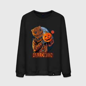 Мужской свитшот хлопок с принтом Halloween Scarecrow в Санкт-Петербурге, 100% хлопок |  | art | bat | halloween | halwin | moon | pumpkin | scarecrow | stuffed | арт | летучая мышь | луна | пугало | тыква | хэллоуин | хэлуин | чучело