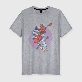 Мужская футболка хлопок Slim с принтом Zombie Heart , 92% хлопок, 8% лайкра | приталенный силуэт, круглый вырез ворота, длина до линии бедра, короткий рукав | arrow | art | hand | heart | zombie | арт | зомби | рука | сердце | стрела