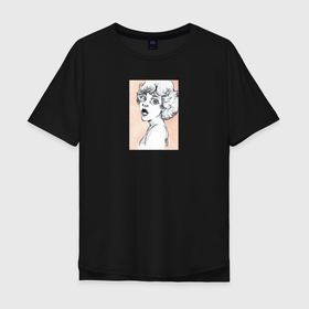 Мужская футболка хлопок Oversize с принтом Аристократка в Курске, 100% хлопок | свободный крой, круглый ворот, “спинка” длиннее передней части | Тематика изображения на принте: art | contemporary | eyes | face | girl | retro | девушка | портрет | постер