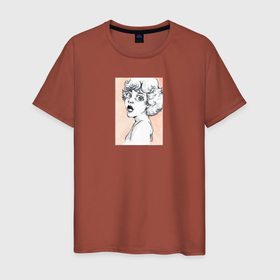 Мужская футболка хлопок с принтом Аристократка в Белгороде, 100% хлопок | прямой крой, круглый вырез горловины, длина до линии бедер, слегка спущенное плечо. | art | contemporary | eyes | face | girl | retro | девушка | портрет | постер