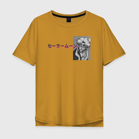 Мужская футболка хлопок Oversize с принтом Во имя moon , 100% хлопок | свободный крой, круглый ворот, “спинка” длиннее передней части | anime | kazi | manga | sailormoon | девушка | рисунок