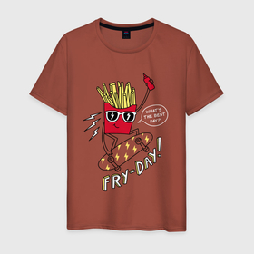 Мужская футболка хлопок с принтом Fry day , 100% хлопок | прямой крой, круглый вырез горловины, длина до линии бедер, слегка спущенное плечо. | friday | картошка фри | кетчуп | лучший день | приколы | пятница | скейт