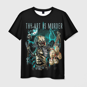 Мужская футболка 3D с принтом Thy Art Is Murder   Human Target в Санкт-Петербурге, 100% полиэфир | прямой крой, круглый вырез горловины, длина до линии бедер | death metal | deathcore | thy art is murder | группы | дэткор | метал | музыка | рок | хищник