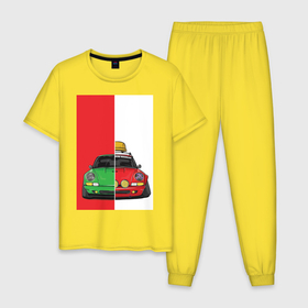 Мужская пижама хлопок с принтом Concept car в Новосибирске, 100% хлопок | брюки и футболка прямого кроя, без карманов, на брюках мягкая резинка на поясе и по низу штанин
 | auto | car | porsche | poster | tunning