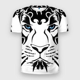Мужская футболка 3D спортивная с принтом Водяной голубоглазый тигр в Белгороде, 100% полиэстер с улучшенными характеристиками | приталенный силуэт, круглая горловина, широкие плечи, сужается к линии бедра | 2022 | blue eyes | new year | ornament | pattern | predator | strength and tranquility | water tiger | year of the tiger | водяной тигр | год тигра | голубые глаза | новый год | орнамент | сила и спокойствие | узор | хищник