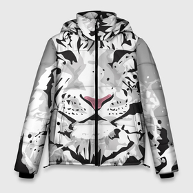 Мужская зимняя куртка 3D с принтом Белый снежный тигр в Новосибирске, верх — 100% полиэстер; подкладка — 100% полиэстер; утеплитель — 100% полиэстер | длина ниже бедра, свободный силуэт Оверсайз. Есть воротник-стойка, отстегивающийся капюшон и ветрозащитная планка. 

Боковые карманы с листочкой на кнопках и внутренний карман на молнии. | 2022 | art | beast | new year | predator | splashes and drops | white tiger | year of the tiger | белый тигр | брызги и капли | год тигра | зверь | искусство | новый год | хищник