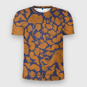 Мужская футболка 3D Slim с принтом Морская гуашь в Тюмени, 100% полиэстер с улучшенными характеристиками | приталенный силуэт, круглая горловина, широкие плечи, сужается к линии бедра | гуашь | натюрморт | рыбы | топ | тренд