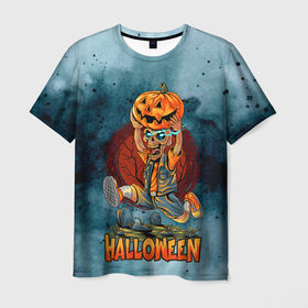Мужская футболка 3D с принтом Ночной спринт в Кировске, 100% полиэфир | прямой крой, круглый вырез горловины, длина до линии бедер | halloween | арт | графика | мистика | праздник | скелет | тыква | ужасы | хэллоуин | череп