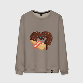Мужской свитшот хлопок с принтом Пончиковая любовь , 100% хлопок |  | love | иллюстрация | пончик | сердце | сладкое | шоколад