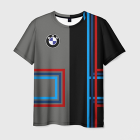 Мужская футболка 3D с принтом Автомобиль BMW | БМВ в Екатеринбурге, 100% полиэфир | прямой крой, круглый вырез горловины, длина до линии бедер | быстрый и яростный | купе | немецкий | роскошь | серия м