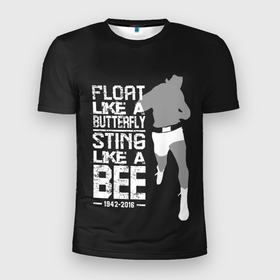 Мужская футболка 3D Slim с принтом Жаль как пчела , 100% полиэстер с улучшенными характеристиками | приталенный силуэт, круглая горловина, широкие плечи, сужается к линии бедра | box | muhammad ali | sport | sports | sportsmen | бокс | легенда | мухаммад али | спорт | спортсмен