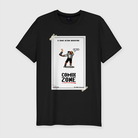 Мужская футболка хлопок Slim с принтом Comixzone в Екатеринбурге, 92% хлопок, 8% лайкра | приталенный силуэт, круглый вырез ворота, длина до линии бедра, короткий рукав | 16 bit | 16 бит | 1995 | action | arcade | comix zone | mega drive | sega | аркада | комикс | комикс зона | мега драйв | сега