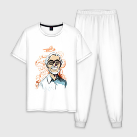 Мужская пижама хлопок с принтом HayaoTotoro , 100% хлопок | брюки и футболка прямого кроя, без карманов, на брюках мягкая резинка на поясе и по низу штанин
 | anime | cartoon | hayao miyazaki | miyazaki | portrait | totoro | аниме | миядзаки | портрет | рисунок | тоторо | хаяо миядзаки