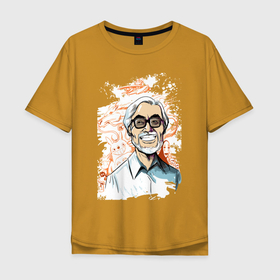 Мужская футболка хлопок Oversize с принтом HayaoTotoro в Санкт-Петербурге, 100% хлопок | свободный крой, круглый ворот, “спинка” длиннее передней части | anime | cartoon | hayao miyazaki | miyazaki | portrait | totoro | аниме | миядзаки | портрет | рисунок | тоторо | хаяо миядзаки