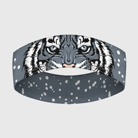 Повязка на голову 3D с принтом Водяной тигр 2022 в Новосибирске,  |  | 2022 | beast | fangs | merry christmas | new year | predator | snow | stars | stern grin | water tiger | winter | year of the tiger | водяной тигр | год тигра | звезды | зверь | зима | клыки | новый год | снег | суровый оскал | хищник