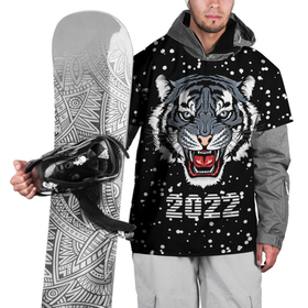 Накидка на куртку 3D с принтом Черный водяной тигр 2022 , 100% полиэстер |  | Тематика изображения на принте: 2022 | beast | black water tiger | fangs | merry christmas | new year | predator | snow | stern grin | winter | year of the tiger | год тигра | зверь | зима | клыки | новый год | снег | суровый оскал | хищник | черный водяной тигр