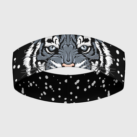 Повязка на голову 3D с принтом Черный водяной тигр 2022 в Курске,  |  | 2022 | beast | black water tiger | fangs | merry christmas | new year | predator | snow | stern grin | winter | year of the tiger | год тигра | зверь | зима | клыки | новый год | снег | суровый оскал | хищник | черный водяной тигр