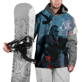 Накидка на куртку 3D с принтом ASSASSIN S CREED VALHALLA ЭЙВОР И ВОРОН в Новосибирске, 100% полиэстер |  | crow | slayer | valhalla | vikings | асасин | ассасин крид | ассассин | вальхалла | викинги | ворон | тамплиеры