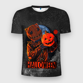 Мужская футболка 3D Slim с принтом Welcom to hell в Санкт-Петербурге, 100% полиэстер с улучшенными характеристиками | приталенный силуэт, круглая горловина, широкие плечи, сужается к линии бедра | halloween | арт | графика | зомби | мистика | праздник | тыква | ужасы | хэллоуин