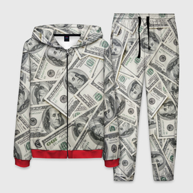 Мужской костюм 3D с принтом dollars money в Екатеринбурге, 100% полиэстер | Манжеты и пояс оформлены тканевой резинкой, двухслойный капюшон со шнурком для регулировки, карманы спереди | money | баксы | богатство | богатый | денежный | деньги | доллары | дорогой | лучший