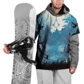 Накидка на куртку 3D с принтом ASSASSIN S CREED VALHALLA   ВАЛЬГАЛЛА ЭЙВОР в Новосибирске, 100% полиэстер |  | crow | slayer | valhalla | vikings | асасин | ассасин крид | ассассин | вальхалла | викинги | ворон | тамплиеры