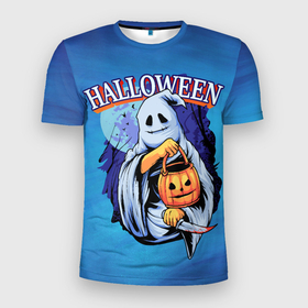 Мужская футболка 3D Slim с принтом Ghost в Белгороде, 100% полиэстер с улучшенными характеристиками | приталенный силуэт, круглая горловина, широкие плечи, сужается к линии бедра | halloween | арт | графика | мистика | праздник | привидение | призрак | ужасы | хэллоуин