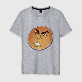 Мужская футболка хлопок с принтом Злая мордочка в Тюмени, 100% хлопок | прямой крой, круглый вырез горловины, длина до линии бедер, слегка спущенное плечо. | злое лицо | злое солнце | недовольное лицо | смайл | смайл злой