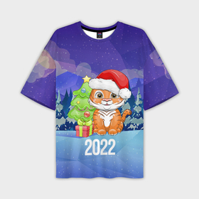 Мужская футболка OVERSIZE 3D с принтом Новый Год тигра 2022 в Екатеринбурге,  |  | 2022 | год тигра | новый год | новый год 2022 | символ года | тигр | тигренок | тигрица | тигры