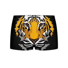 Мужские трусы 3D с принтом Суровый взгляд тигра в Тюмени, 50% хлопок, 50% полиэстер | классическая посадка, на поясе мягкая тканевая резинка | Тематика изображения на принте: 2022 | beast | look | merry christmas | new year | predator | stern | tiger | year of the tiger | взгляд | год тигра | зверь | новый год | суровый | тигр | хищник