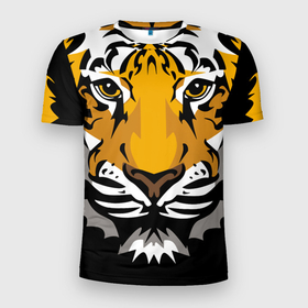 Мужская футболка 3D спортивная с принтом Суровый взгляд тигра в Петрозаводске, 100% полиэстер с улучшенными характеристиками | приталенный силуэт, круглая горловина, широкие плечи, сужается к линии бедра | 2022 | beast | look | merry christmas | new year | predator | stern | tiger | year of the tiger | взгляд | год тигра | зверь | новый год | суровый | тигр | хищник