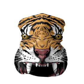 Бандана-труба 3D с принтом Оскал амурского тигра , 100% полиэстер, ткань с особыми свойствами — Activecool | плотность 150‒180 г/м2; хорошо тянется, но сохраняет форму | Тематика изображения на принте: 2022 | amur tiger | beast | merry christmas | new year | open mouth | predator | stern grin | year of the tiger | амурский тигр | год тигра | зверь | новый год | открытая пасть | суровый оскал | хищник