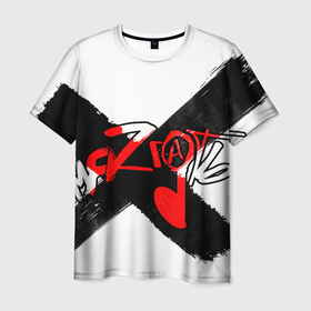 Мужская футболка 3D с принтом МЯZГАТЬ в Санкт-Петербурге, 100% полиэфир | прямой крой, круглый вырез горловины, длина до линии бедер | красное | крест | мязгать | надпись | текст | черное