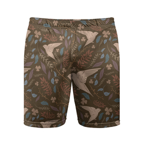Мужские шорты спортивные с принтом Литой стриж в Тюмени,  |  | животные | заливка | осень | птицы | тренд