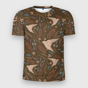 Мужская футболка 3D Slim с принтом Литой стриж в Новосибирске, 100% полиэстер с улучшенными характеристиками | приталенный силуэт, круглая горловина, широкие плечи, сужается к линии бедра | Тематика изображения на принте: животные | заливка | осень | птицы | тренд